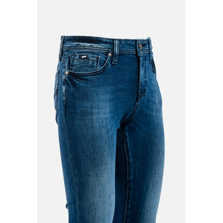 Jeans ajustados de algodón azul