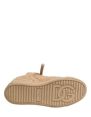 Shoes Beige Faux Shearling Low Top Sneakers