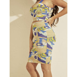 Falda midi multicolor de poliamida