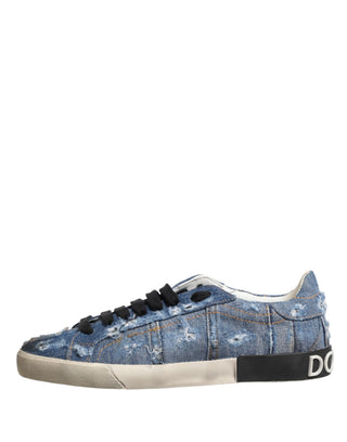 Zapatillas bajas azules de mezclilla desgastada