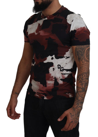 Camiseta multicolor de algodón con cuello redondo y efecto tie dye
