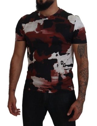 Camiseta multicolor de algodón con cuello redondo y efecto tie dye