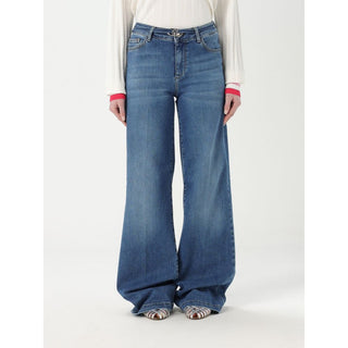 Blue Cotton Flared Jeans