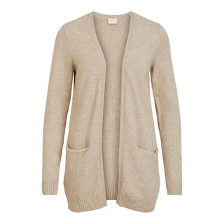 Beige Viskose-Strickjacke