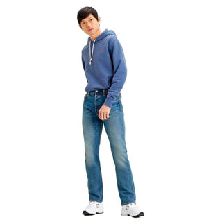 Blaue Jeans mit geradem Bein aus Baumwolle