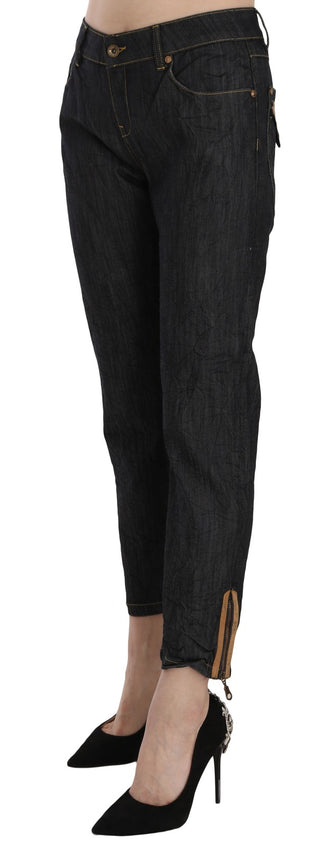 Cotton Blue High Waist Straight Cropped Trouser Jeans