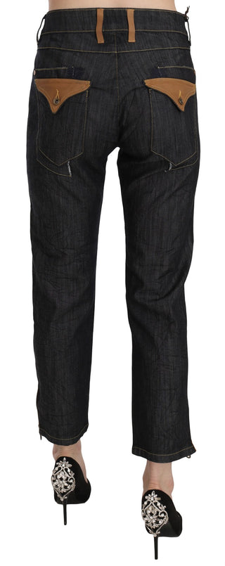 Cotton Blue High Waist Straight Cropped Trouser Jeans