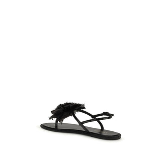 Sandalias planas de cuero de becerro Bos Taurus negras