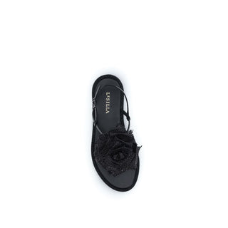 Sandalias planas de cuero de becerro Bos Taurus negras
