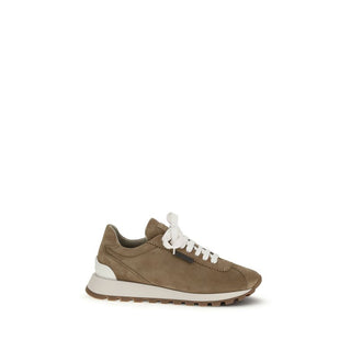 Beige Kalbsleder Plateau-Sneaker
