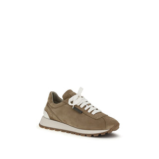 Beige Kalbsleder Plateau-Sneaker