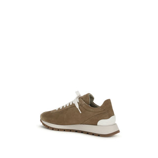 Beige Kalbsleder Plateau-Sneaker