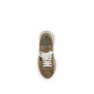 Beige Kalbsleder Plateau-Sneaker