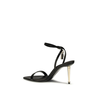 Sandalias de tacón stiletto de piel de cabra negra