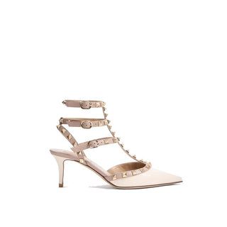 Zapatos de tacón alto de piel de becerro beige