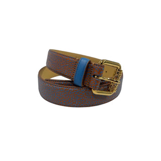 Brauner Damengürtel aus Leder mit goldener Schnalle