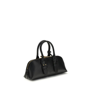 Handtasche aus schwarzem Kalbsleder (Bos Taurus)