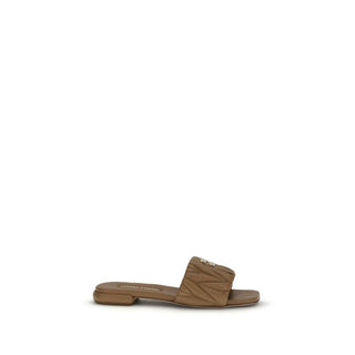 Beige Kalbsleder Bos Taurus Flache Sandalen