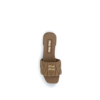 Beige Calf Leather Bos Taurus Flat Sandals