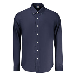 Camisa azul de algodón para hombre