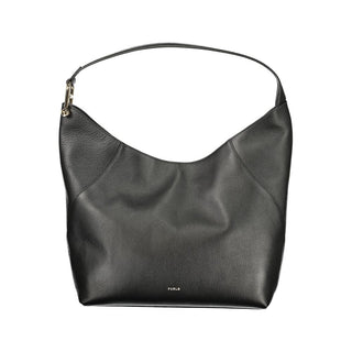 Bolso de hombro negro de piel para mujer