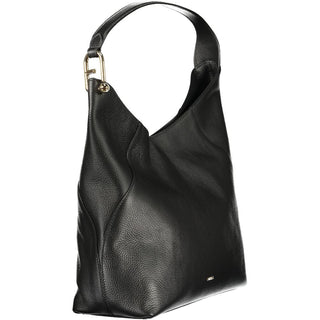 Bolso de hombro negro de piel para mujer