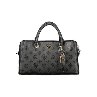Schwarze Damenhandtasche aus Polyurethan