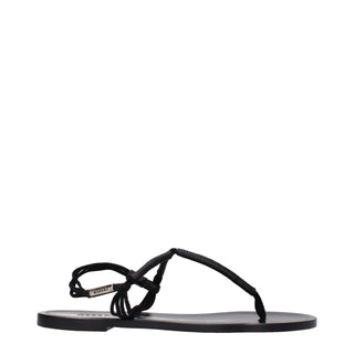 Schwarze Zehentrenner-Sandalen aus Leder