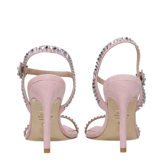 Pinke Leder-Stiletto-Sandalen