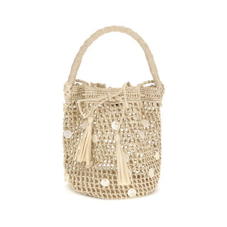 Beige Bast-Korbtasche