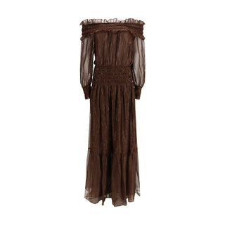 Braunes langes Seidenkleid