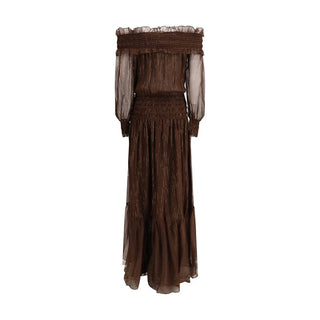 Braunes langes Seidenkleid
