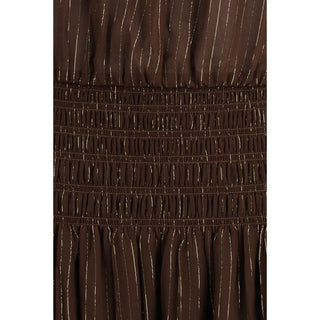 Braunes langes Seidenkleid