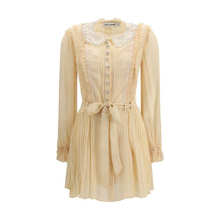 Vestido casual de viscosa beige