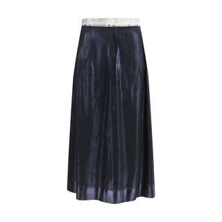 Falda midi de acetato azul