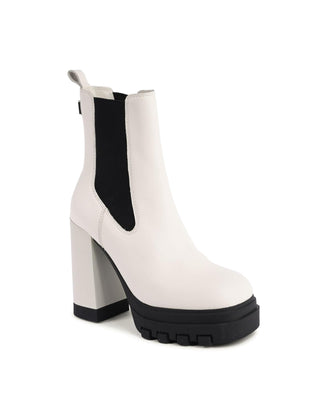 Botines de cuero blanco
