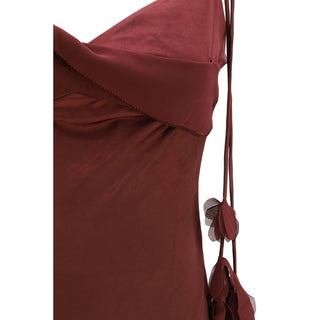 Bordeauxrotes Polyester-Cocktailkleid