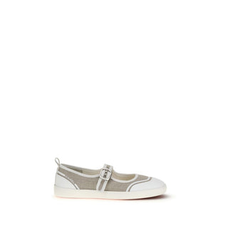 Beige Baumwoll-Ballerinas