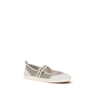 Beige Baumwoll-Ballerinas