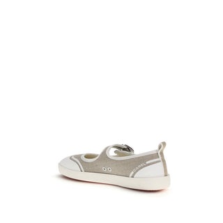 Beige Baumwoll-Ballerinas