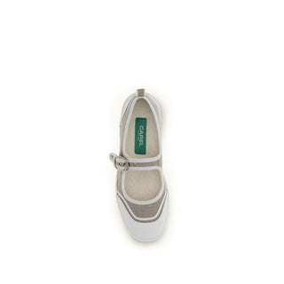 Beige Baumwoll-Ballerinas