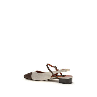 Beige Cotton Ballet Flats