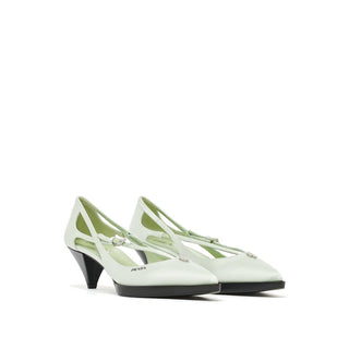 Bicolor-Mid-Heel-Pumps aus Seide