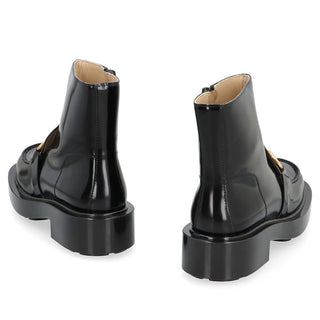 Ankle Boots aus schwarzem Kalbsleder
