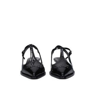 Black Calfskin Mid Heel Pumps