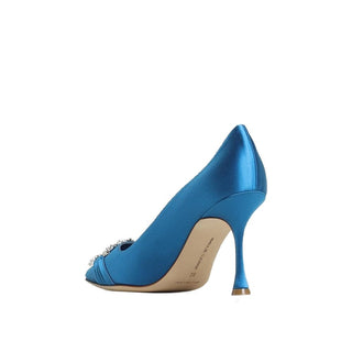 Blaue Seiden-High-Heel-Pumps