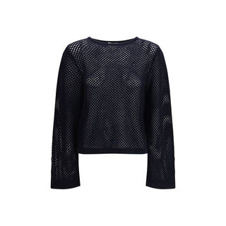 Blauer Fleece-Pullover aus Wolle