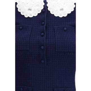 Vestido cóctel azul de viscosa