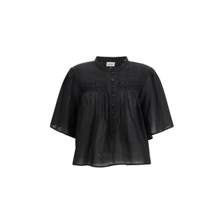 Schwarze Baumwollbluse