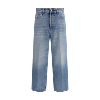 Blaue Boyfriend-Jeans aus Baumwolle